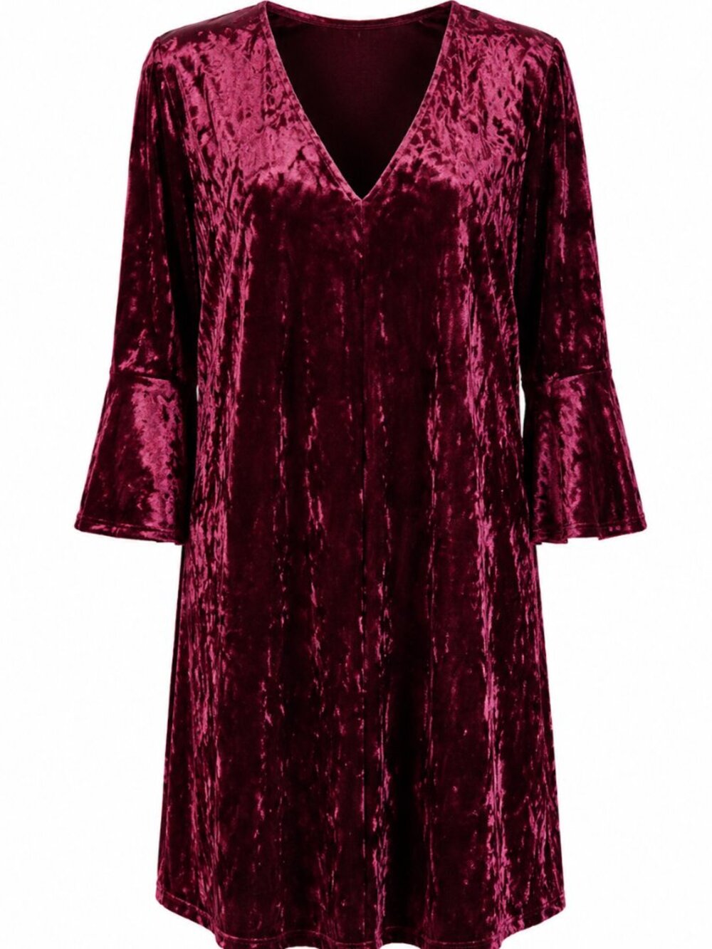 Plus Size 18 dress. ELIZA J crushed velvet, v-neck, bell sleeve w/ lining. Comfy